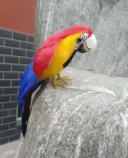 

about 30cm artificial parrot want-to-open wings bird model coloured red feathers parrot prop,garden decoration gift s2293