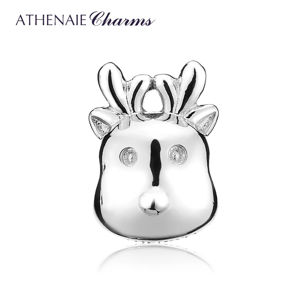 ATHENAIE Christmas Deals 925 Sterling Silver Lovely Christmas Reindeer Bead Charms