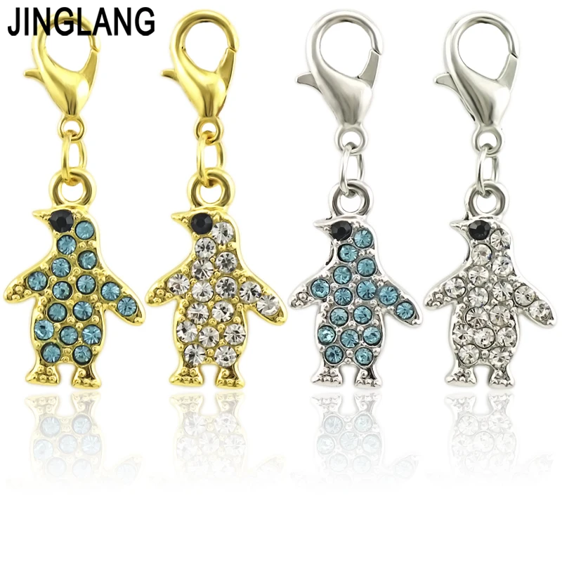 JINGLANG Mini Cute The penguin Charm Antique Silvery DIY Jewelry Accessories Bracelets and Jewelry Accessories Pendant 50 Pieces