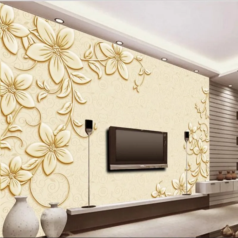 

wellyu Customized large - scale fresco three - dimensional embossed pattern living room background wall non - woven wallpaper