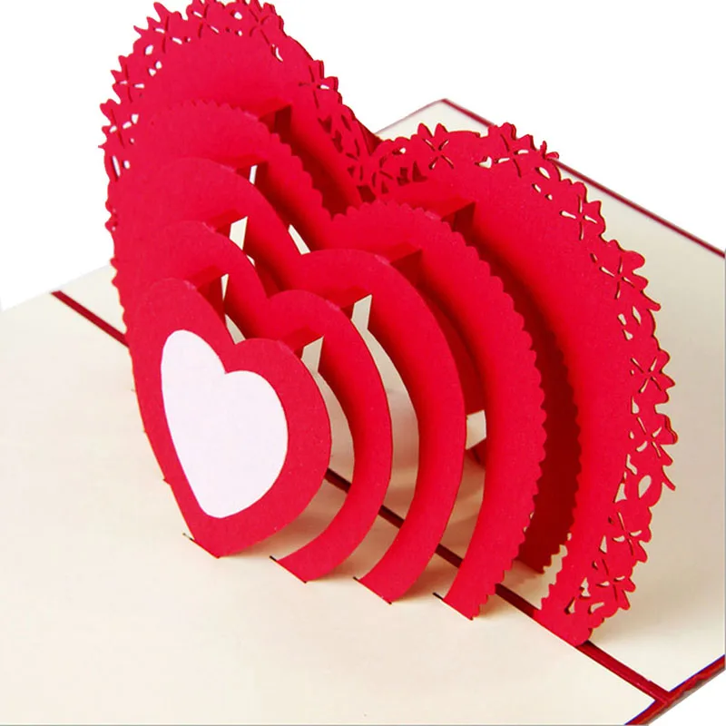 ثلاثية الأبعاد بطاقة تحية على شكل حيوانات اليدوية الحب القلب الذكرى عيد الحب عيد الميلاد بطاقة بريدية لحفل الزفاف