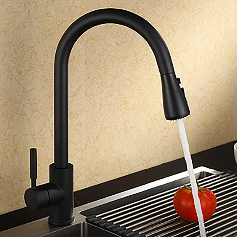 Black Kitchen Bathroom Pull-out Faucet Water-saving Sprayer Accessories Multifunctional Shower Head Water Outlet