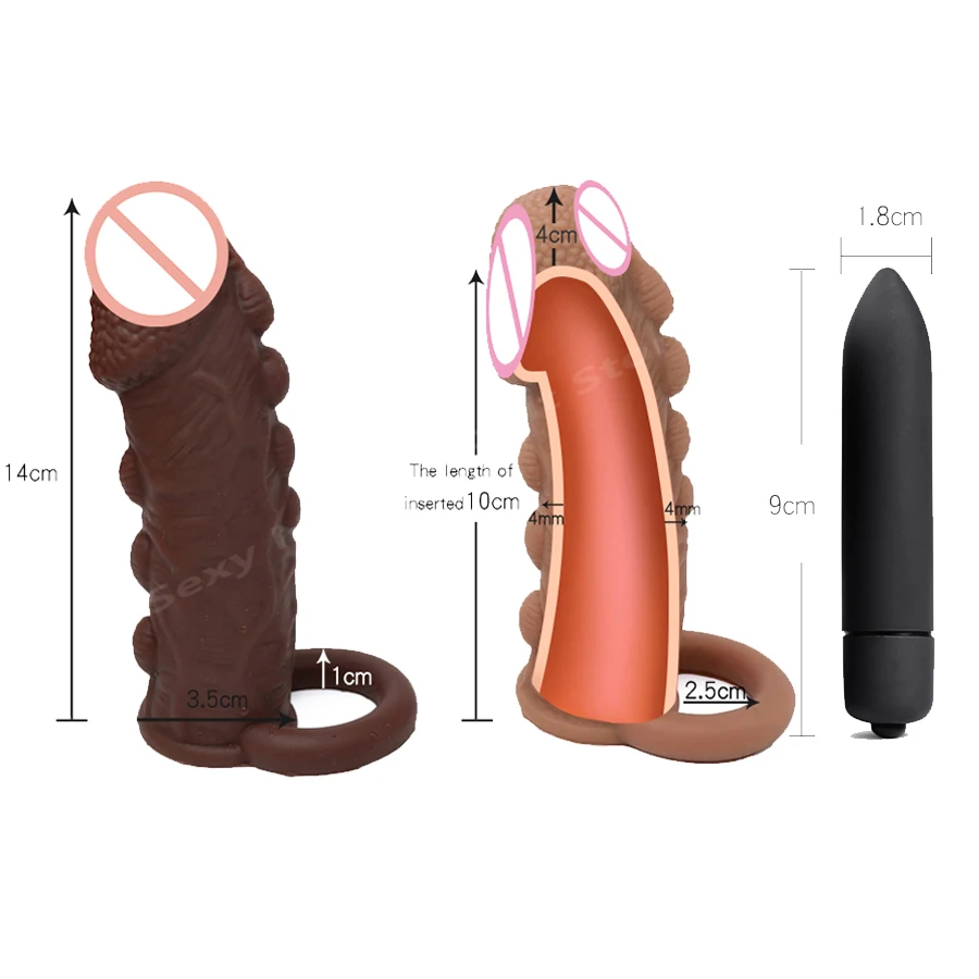 Silicone Penis Extender Thicken Condom Dildo Enhancer Reusable Male Delayed Ejaculation Penis Sleeve Cock Rings Sex Shop Toys