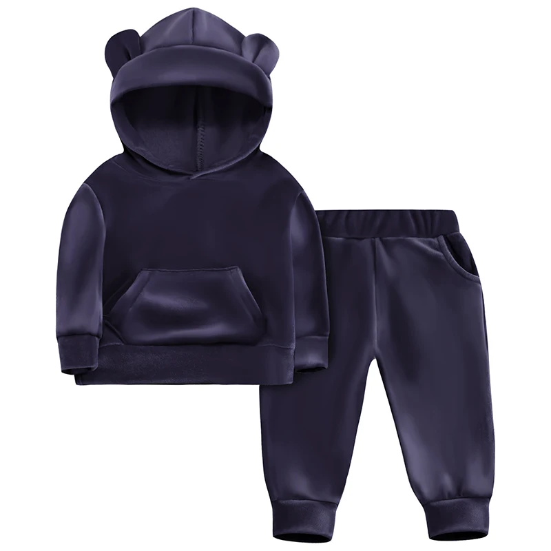 Set di abbigliamento con cappuccio in velluto per bambina Set di abiti per bambini primavera autunno per ragazza ragazzi tute sportive tute Set di