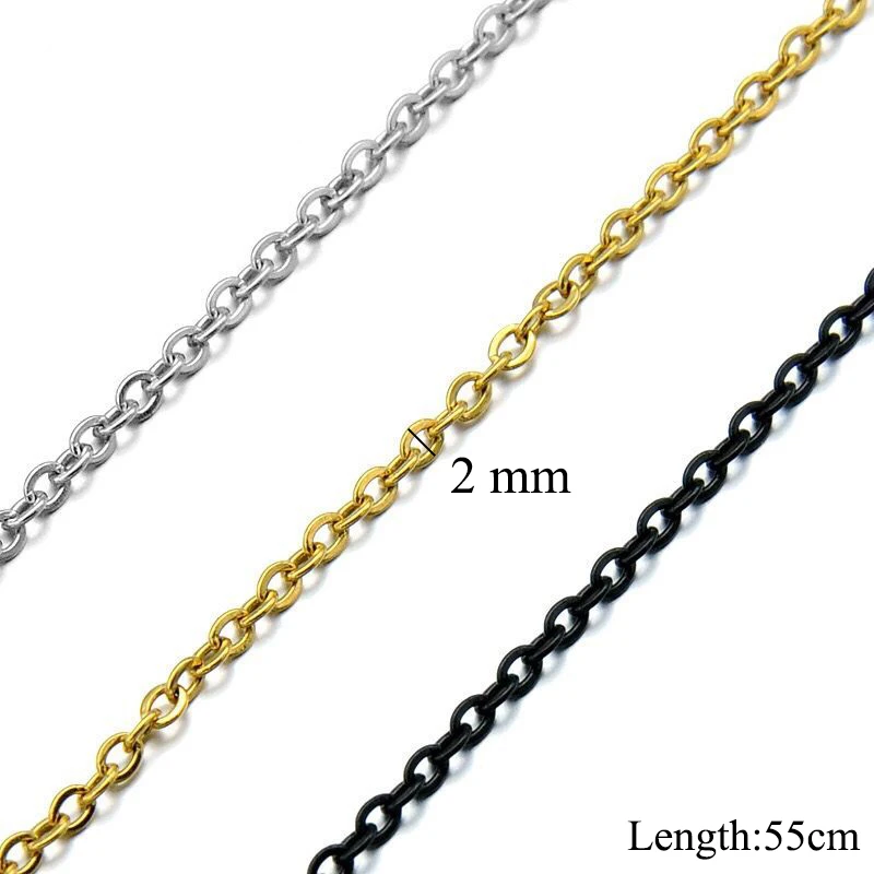 Wholesale Jewelry --  55 cm 316L Titanium steel Long Small ( 2 mm width ) O Pattern Necklaces for Wome Men No Fade Gold / White