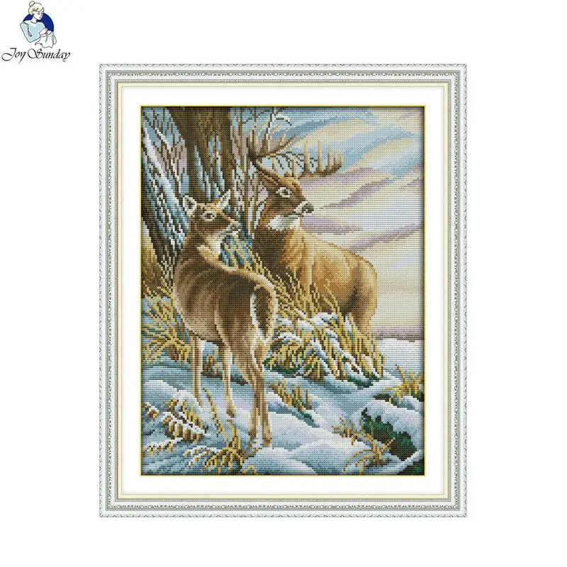 Joy Sunday Deer 3 Patterns Counted Cross Stitch kit 14ct 11ct DIY Hand Made Embroidery set Needlework Home Decoration Send Gift