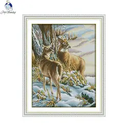 Joy Sunday Deer 3 Patterns Counted Cross Stitch kit 14ct 11ct DIY Hand Made Embroidery set Needlework Home Decoration Send Gift