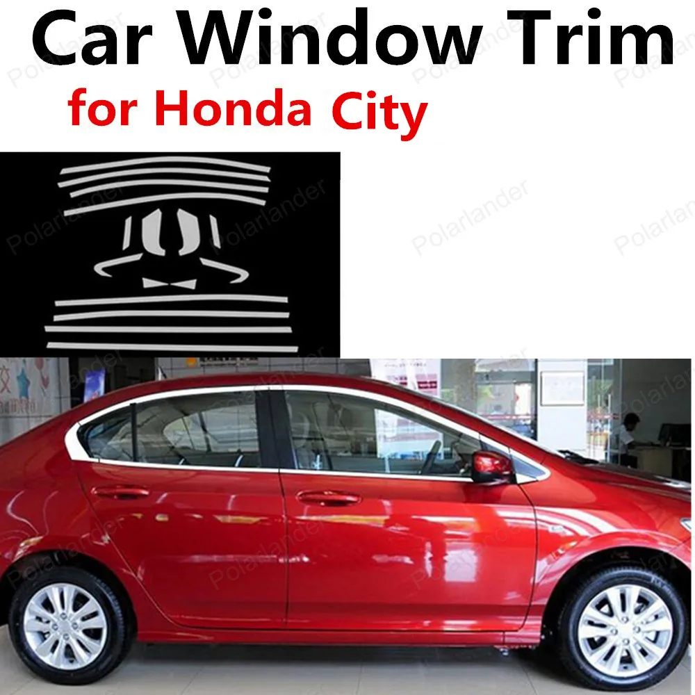 

wholesale Car Accessories Stainless Steel For Honda City Decoration Strip without column Car Styling Window Trim