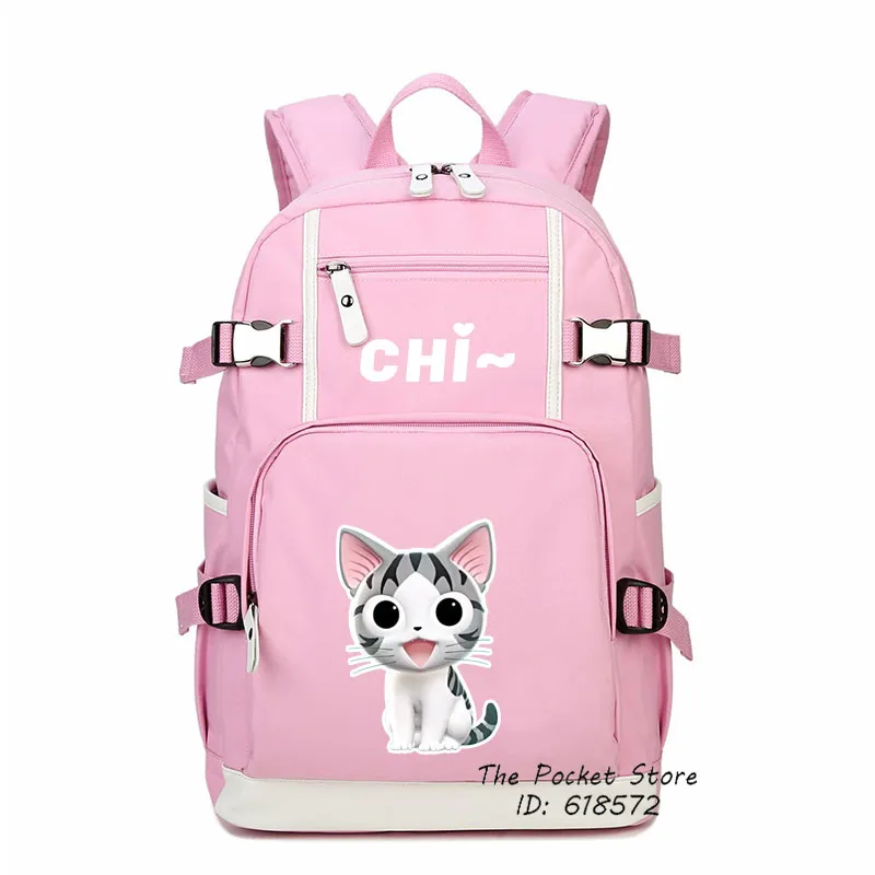 Kawaii Cat Women Backpack Chi\'s Sweet Home Cute Backpack Chi Cat Canvas School Bags Mochila Feminina Pink Travel Bagpack