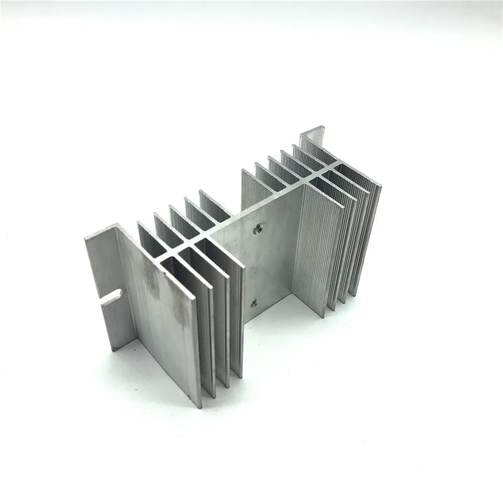 SSR Aluminum Heat Sink 20-60A Silver Tone Solid State Relay HeatSink Radiator for Single Phase 50*70*125mm