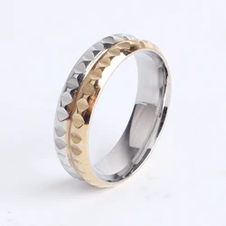 6mm Gold Color Gear Punk Stainless Steel Finger Rings for Women Men Wholesale Lots