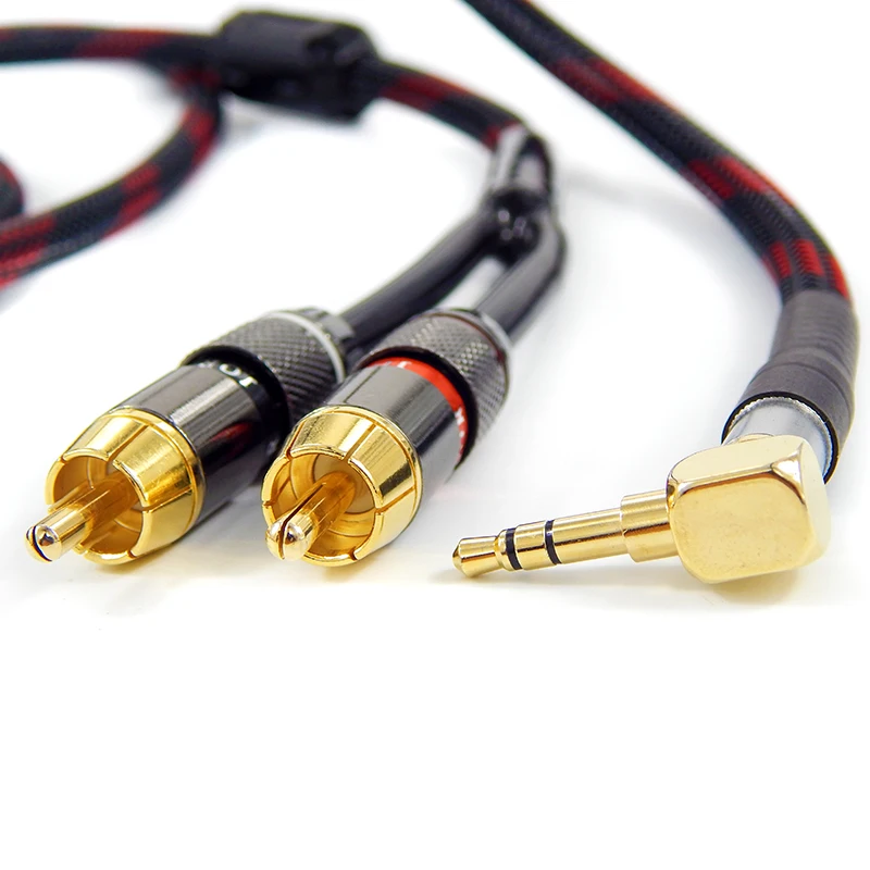 Kabel RCA HIFI dla wzmacniacze Audio linii przewód sygnałowy wtyczka JACK 3.5mm do podwójnego interfejsu RCA przewód AUX MP3