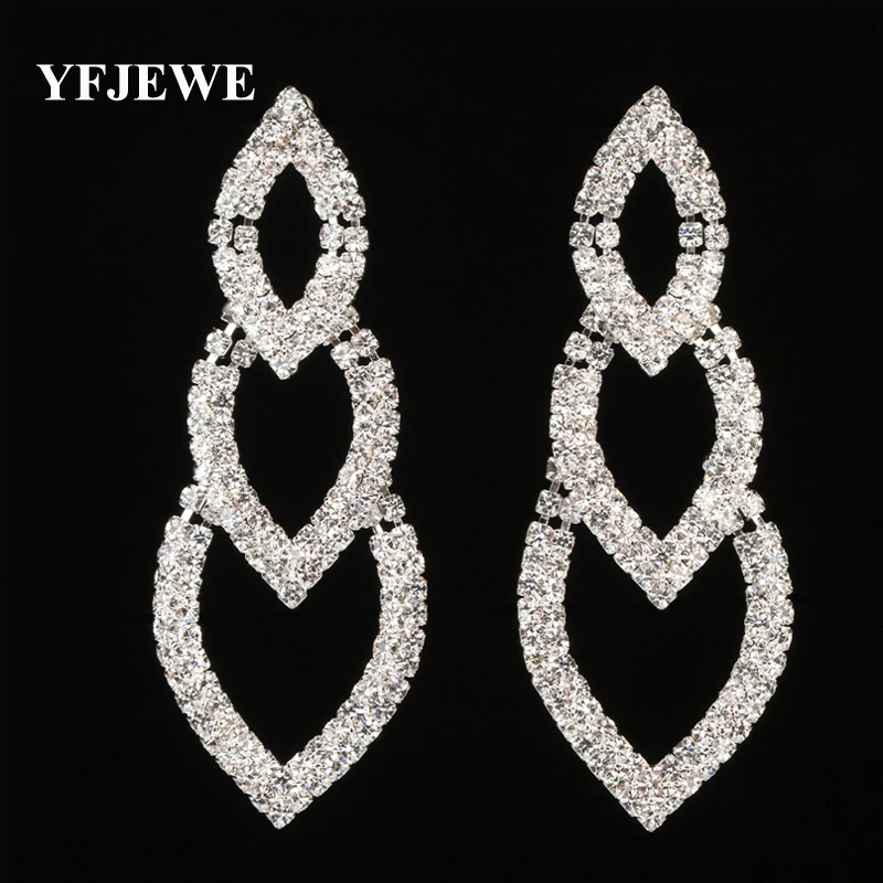 YFJEWE Fashion Jewelry Gold & Silver Color Full Crystal Women Water Drop Earrings Wedding Love Earring Brinco Bijouterie E285