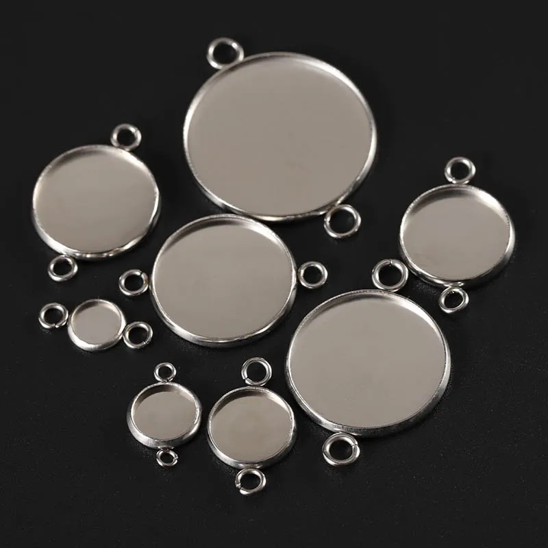 20 stuks 6-25mm roestvrij staal cabochon cameo basis goud kleur ronde blanco lade voor ketting armband sieraden maken DIY bevindingen