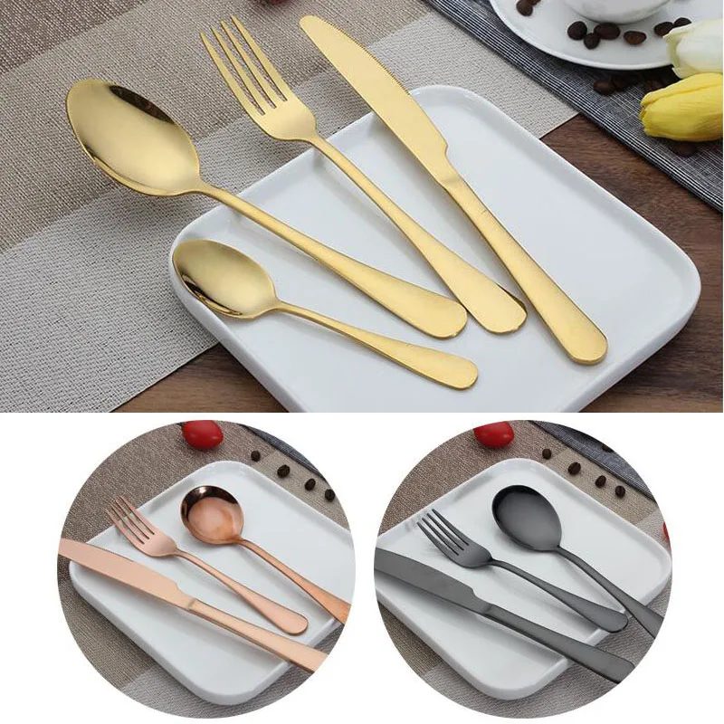 

4Pcs/ Black Cutlery Set Stainless Steel Western Food Tableware Sets Fork Steak Knife Dinnerware Dining Set ZA5043