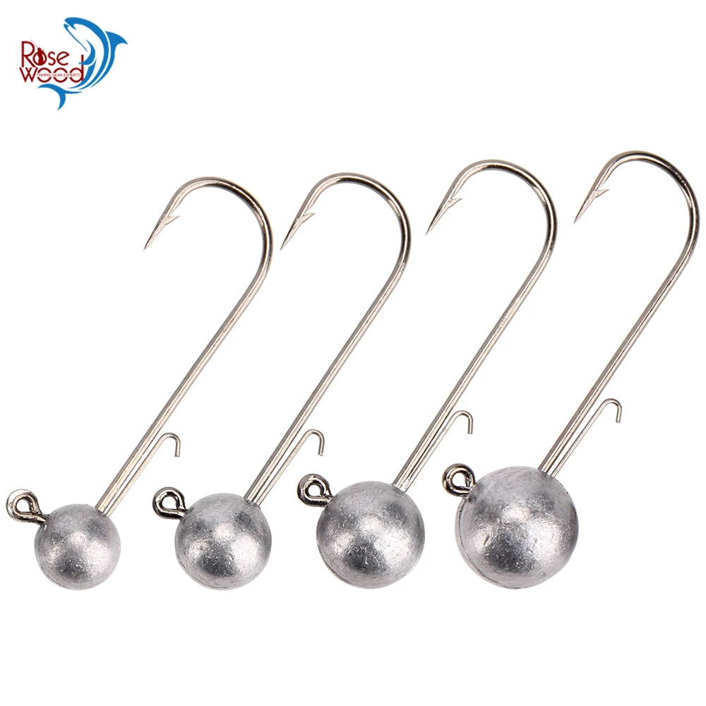 4pcs/Lot Weedless Jig Head Worm Fishing Hook 5g/7g/10g/14g Sinker Jig Head Fishing Bass Bait Vertical Drop Fast