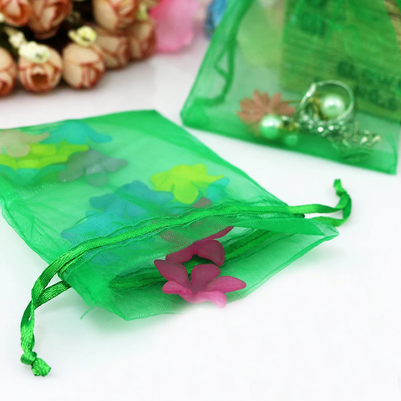 

1000pcs 17*23cm Grass Green Organza Gift Bag Jewelry Packaging Display Bags Drawstring Pouch For Bracelets/necklace/wed Yarn Bag