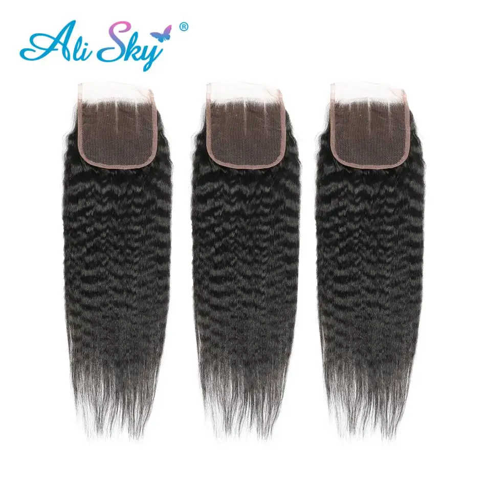 1/3/5PCS Peruvian Kinky Straight Closure Transparent Lace Closure 4x4 hd Lace Frontal Closure Brazilian Hair Human Hair Closure