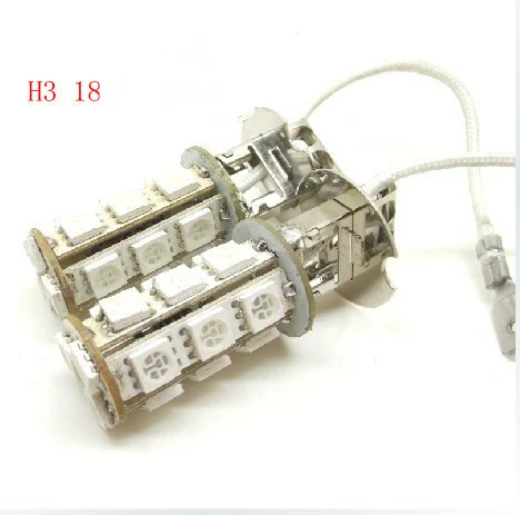 2 PCS Wholesale Auto LED Lights H3 18SMD 5050 Constant AND Strobe light LED Fog Light Car Head Light Headlight Lamp Bulb 12V