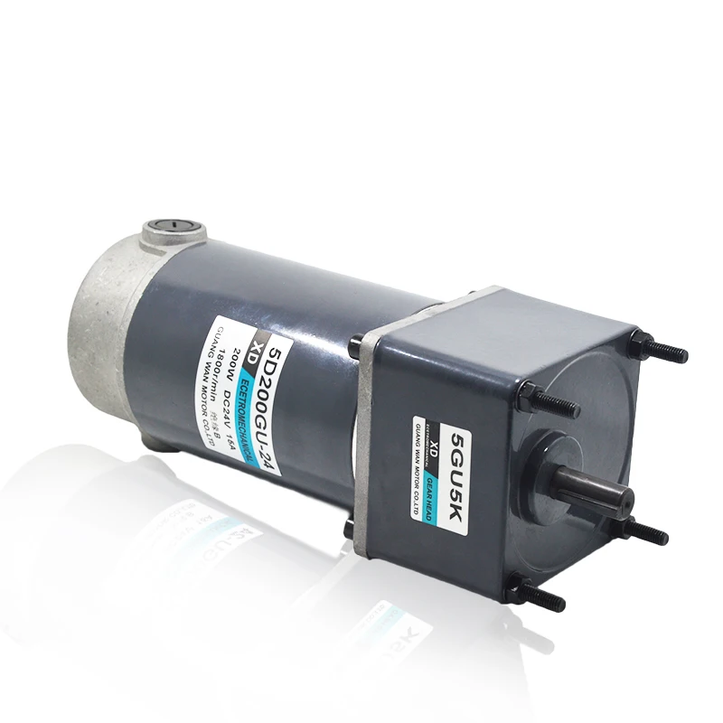 200W DC Geared Motor, 5D200GN-C 12V24V Geared Low Speed Motor, Micro Speed Adjustable Bidirectional Small Motor