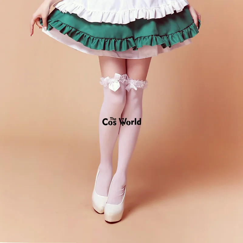 Lolita-Bowknot-Spitze über dem Knie, lange Strümpfe, Oberschenkelstrümpfe für Dienstmädchen-Kleid, Cosplay-Kostüme