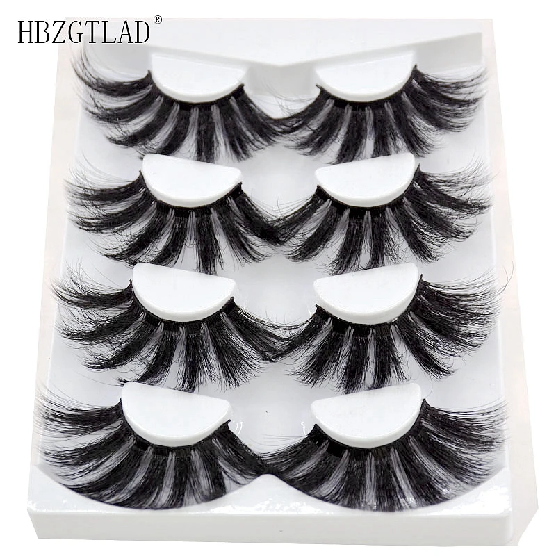 4/9 Pairs 3D Mink Hair False Eyelashes Criss-cross Wispy Cross Fluffy length 16-25mm Lashes Extension Handmade Eye Makeup Tools