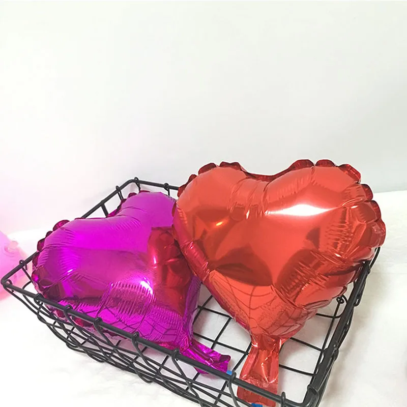 10 Pcs 10 Inches Heart Balloons Love Wedding Star Aluminum Foil Balloons Inflatable Birthday Balloon Party Decoration Supplies