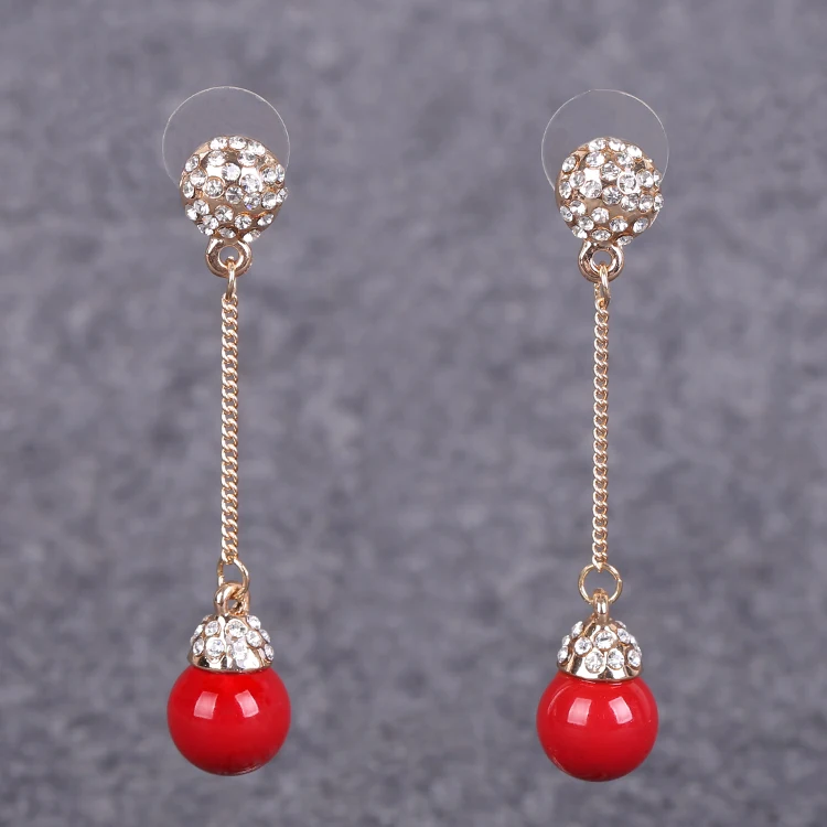 Korean Elegant Bride Long Tassel Pearl Earrings Rhinestone Ear Clips Non Pierced Earrings Women Fashion Wedding Accessories