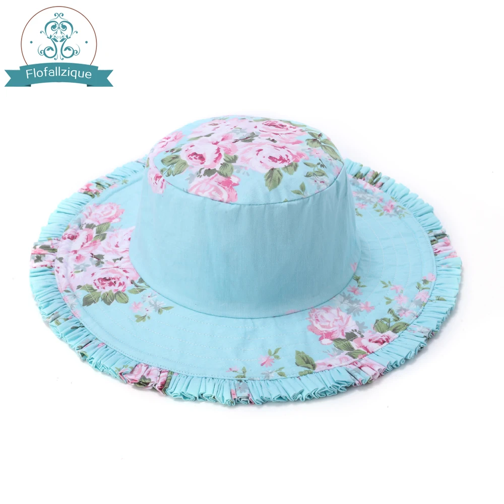 

2020 Summer Girls Hats Children Beach Caps Kids Floral Print Cotton Baby Bucket Outdoor Sunhats