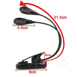 Lámpara LED de mesa para lectura de libros, luz brillante, Flexible, doble, ajustable, con Clip, para escritorio, música, 8 unidades