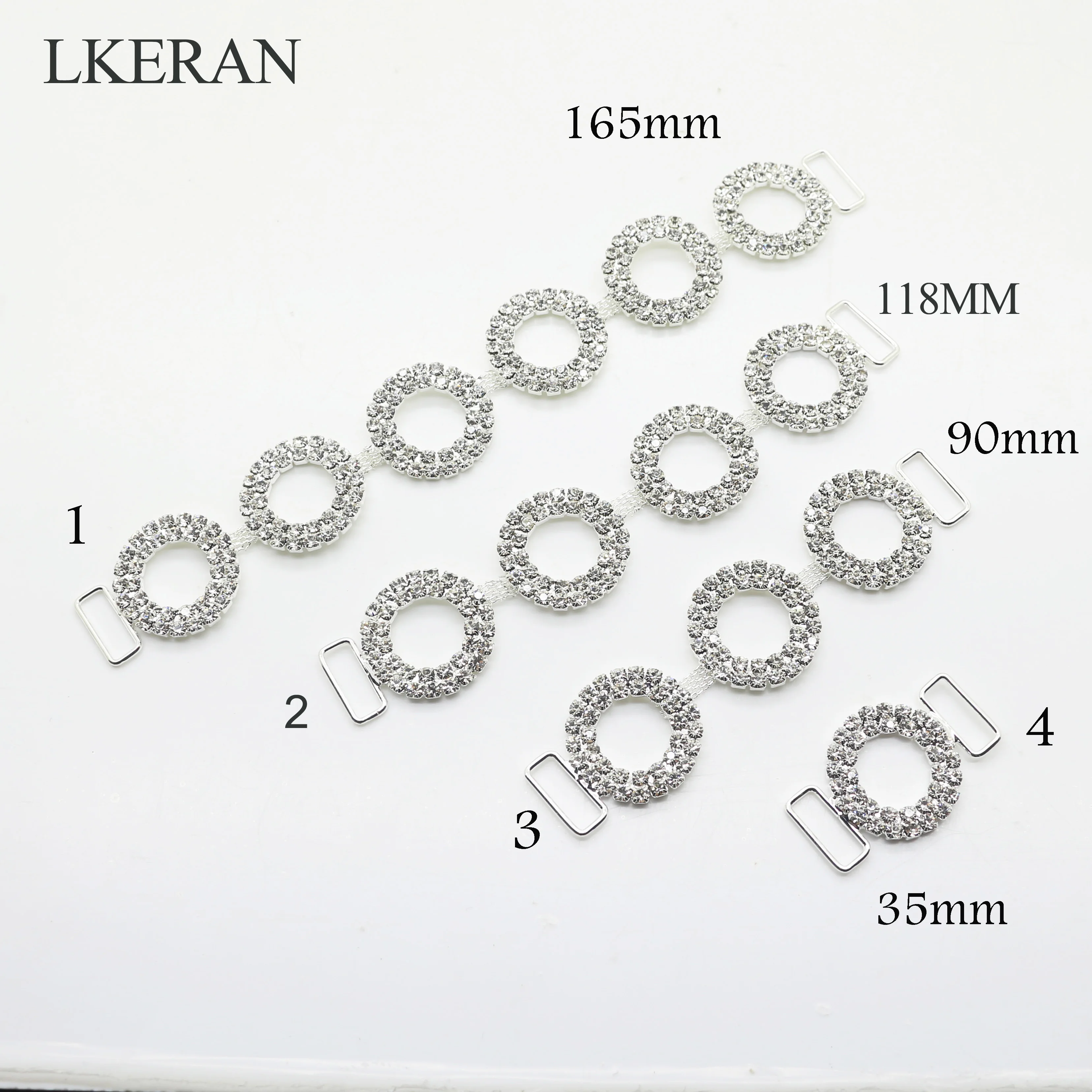 LKERAN 10pc/pack 4 Style Round crystal Rhinestone chain bikini connectors buckle for For clothing/Beachwear/Wedding Decor