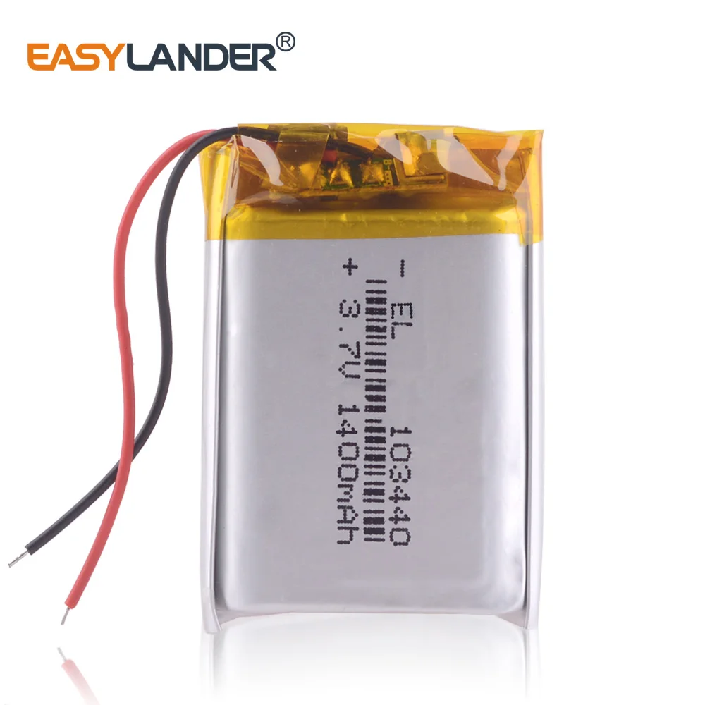 

3pcs /Lot 3.7v lithium Li ion polymer recharg 103440 1400mAh For vehicle traveling data recorder LED speakers toys bluetooth