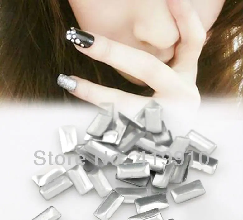 Free Shipping 10000PCs Aluminum Tone Rectangle Metal Nail Art Fashion Home Decoration Metallic Nail Studs Drop 4x2mm M00228