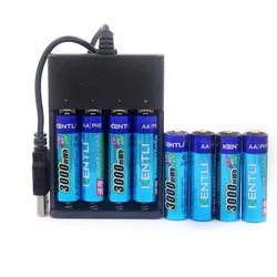 8pcs1.5v AA battery 3000mWh AA rechargeable li-ion polymer lithium battery + Intelligent Fast Charger