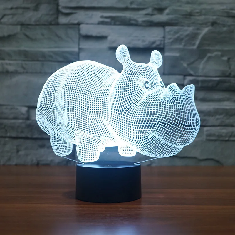 

Hippo Animal 3d Lamp Usb Touch Christmas Evening Stereo Vision led Lamp Children's room decoration 3D night light