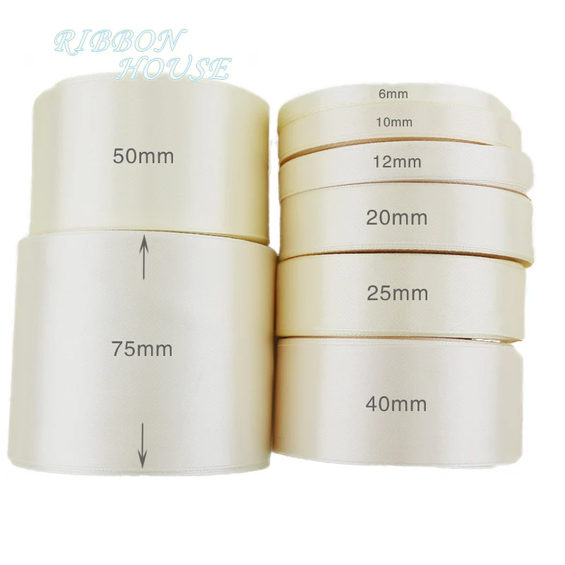 (25 yards/roll) Ivory Single Face Satin Ribbon Wholesale Gift Wrapping Christmas ribbons