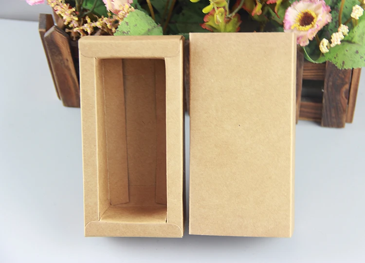 300pcs Kraft Drawer paper Box for Gift\Handmade Soap\Crafts\Jewelry\Macarons Packing Brown Paper Boxes inner size 9*6*4