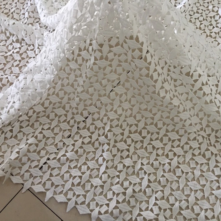 

5yards Geometry Design African Guipure Lace Fabric 2018 High Quality Nigerian Cord Embroidery Lace Fabric For Wedding Dresses