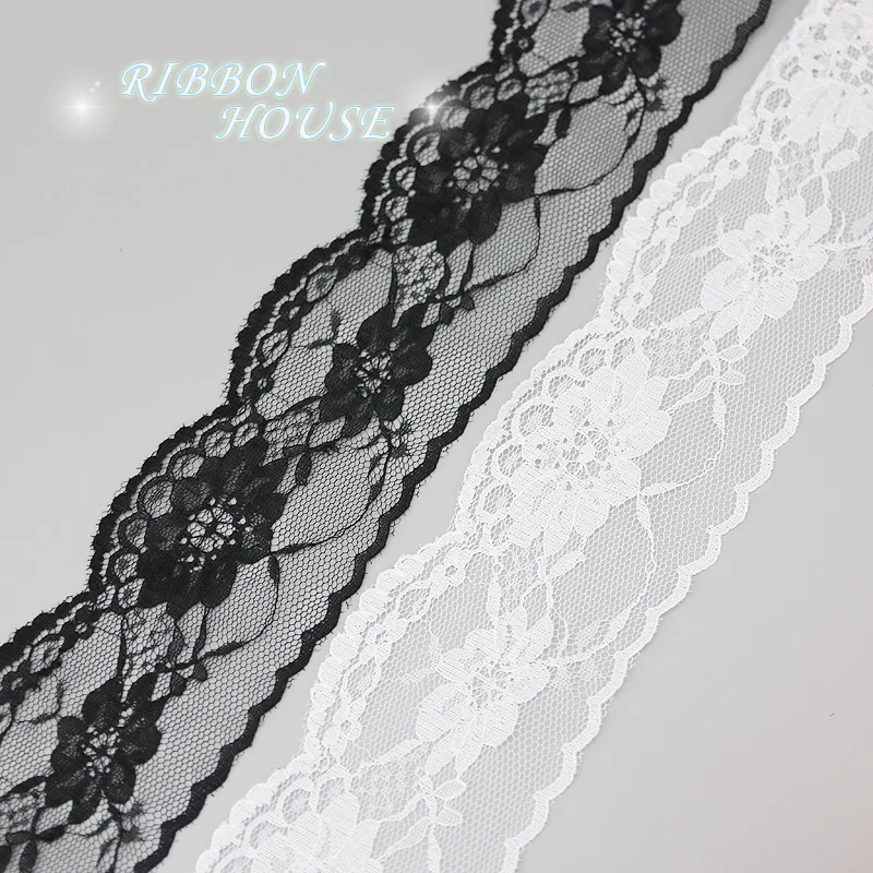 (10 yards/roll) 65mm Black White lace fabric Webbing Decoration packing Material