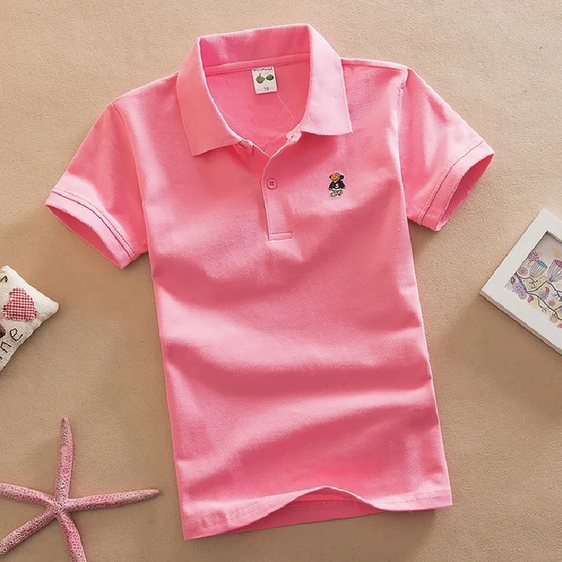 Brand Boys Shirts 3-15 Year Pure Solid Candy Baby Boy Tops Children Tees Shirts Outfits Kids Jersey Cotton Golf Shirt
