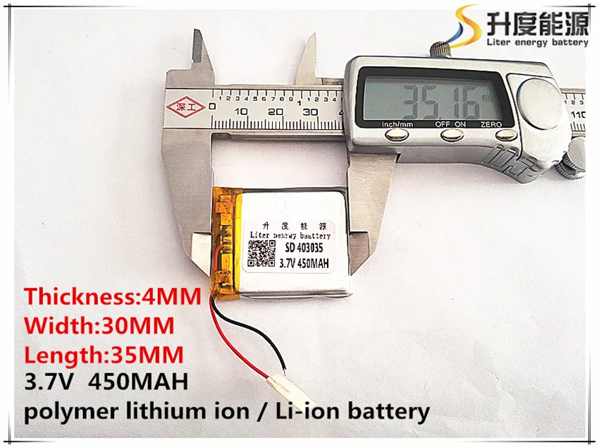 

2pcs [SD] 3.7V,450mAH,[403035] Polymer lithium ion / Li-ion battery for TOY,POWER BANK,GPS,mp3,mp4,cell phone,speaker