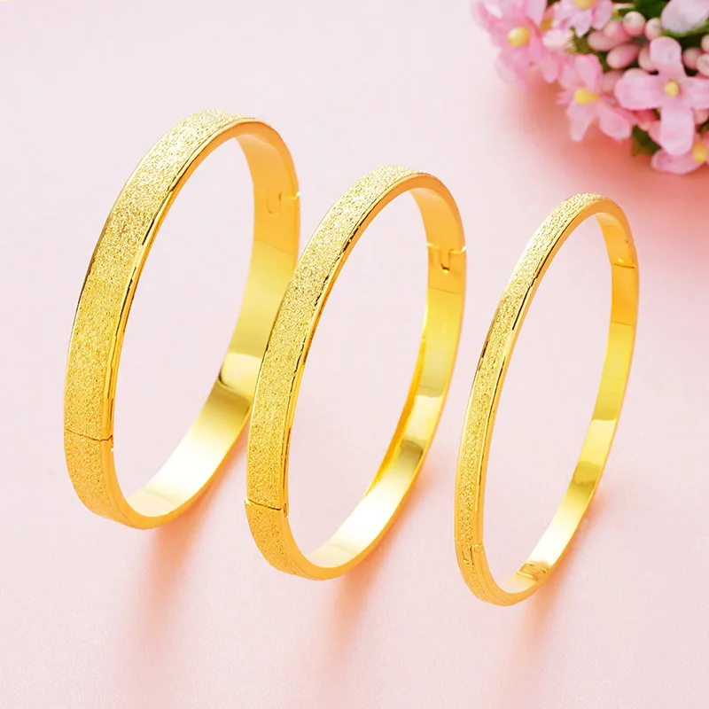 OMHXFC Wholesale European Fashion Woman Girl Party Birthday Wedding Gift Elegant Sand 18KT Gold Bangles Bracelets BE21