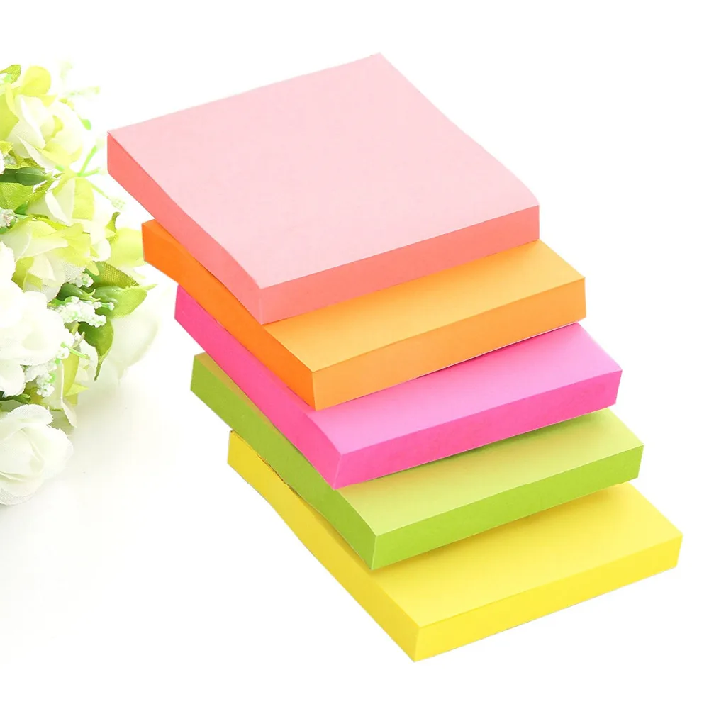 XRHYY Catatan Tempel, mudah Posting 12 Pads/Pack, 100 Lembar/Pad, 3 inch X 3 inch, kotak 5 Warna Anak Segar