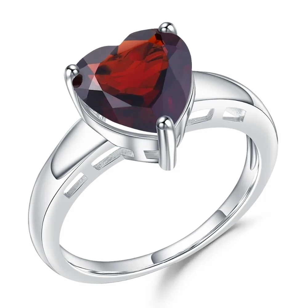 

GEM'S BALLET Classic 2.78Ct Natural Garnet Heart Rings 925 Sterling Silver Gemstone Ring For Women Wedding Fine Jewelry Gift