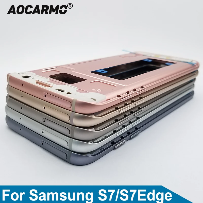 Aocarmo Replacement Middle Frame Bezel Housing Chassis With SIM Slot Buttons For Samsung Galaxy S7 G930 S7 Edge G935 S7edge