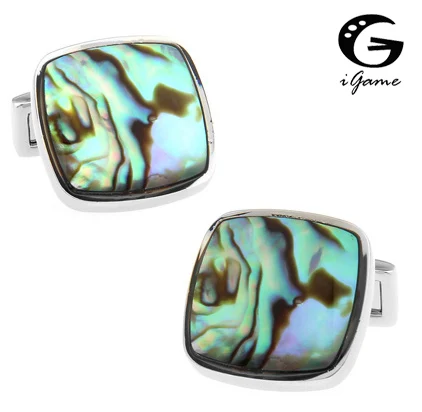 iGame Factory Supply Natural Shell Cuff Links Muti-color Abalone Design Free Shipping