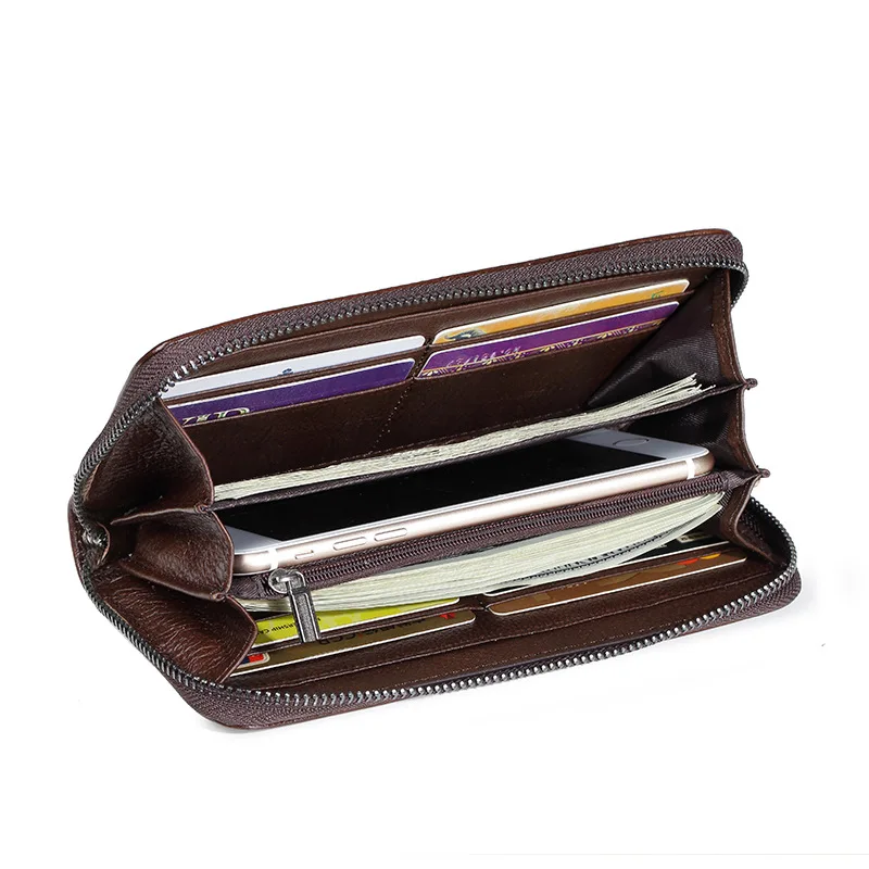 SOUTH GOOSE Genuine Leather Women Wallet Luxury Long Purse Birds Embossing Clutch Bag High Quality Female Card Holder Phone Bag