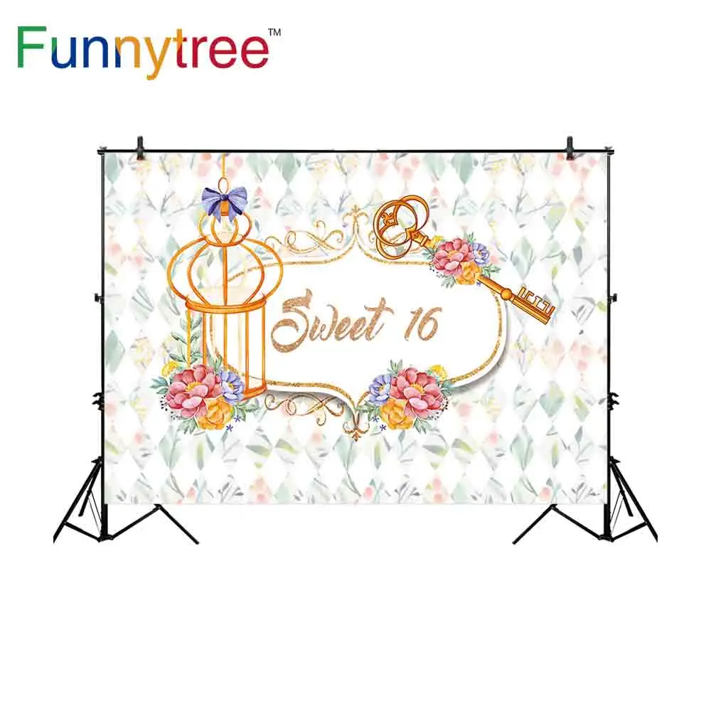 Funnytree background for photo studio lattice pattern flower key birthday custom kids photography backdrop photocall photobooth