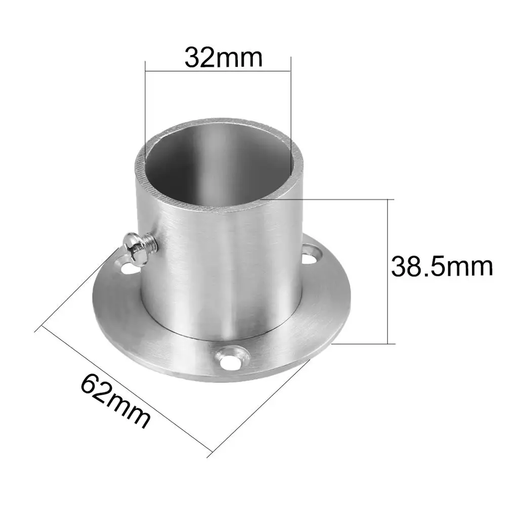 Uxcell 2pcs Pipe Fittings Wardrobe Pipe Bracket 26mm 32mm 39mm 50.5mm Dia Wall Mount Floor Rod Flange Socket Hardware Tool