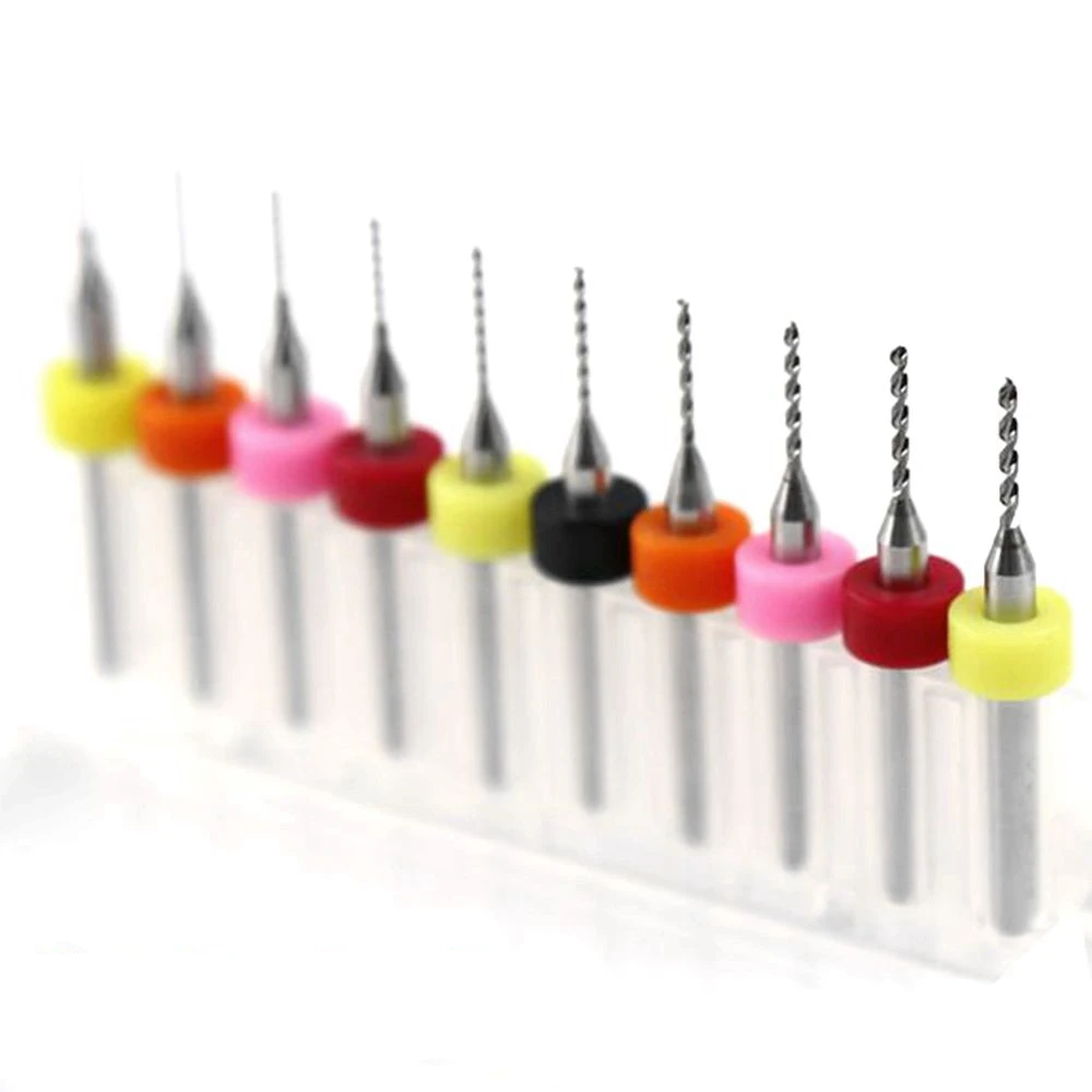 HANGXIN-0.3-1.2mm 10PCS 텅스텐 카바이드 금속 마이크로 드릴 CNC 라우터 목재 드릴 전기 드릴 도구 PCB 드릴